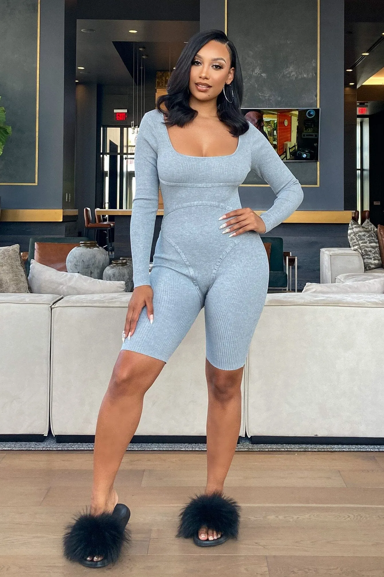 Keep It Comfortable Ribbed Knit Romper