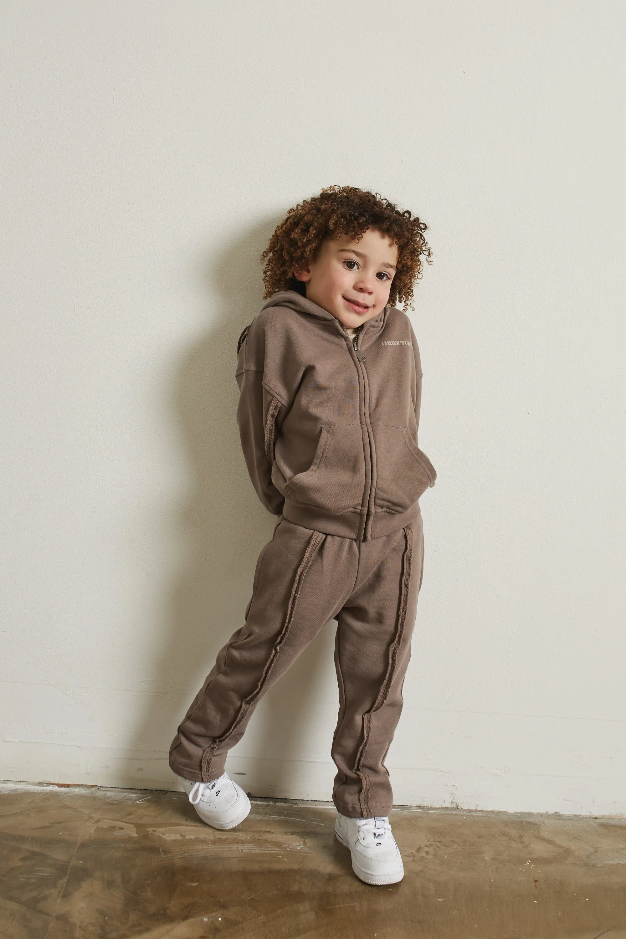 KIDS RAW SEAM MEMBERS ONLY HOODIE - BROWN