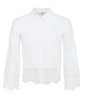 L'AGENCE LEVO LACE TRIM CROPPED SHIRT