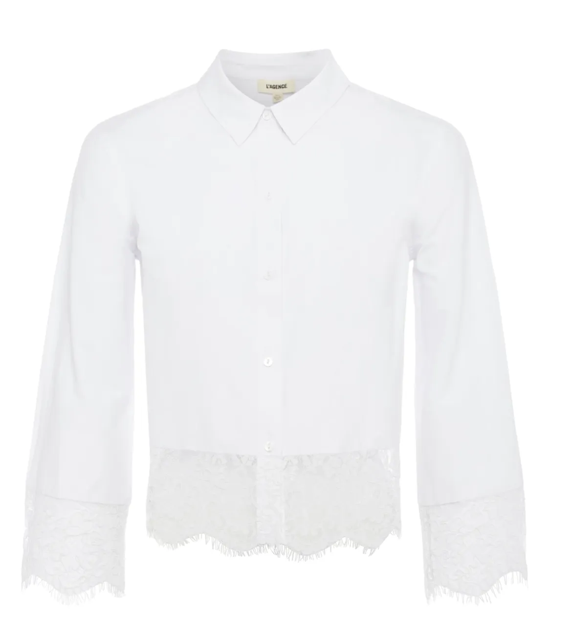 L'AGENCE LEVO LACE TRIM CROPPED SHIRT