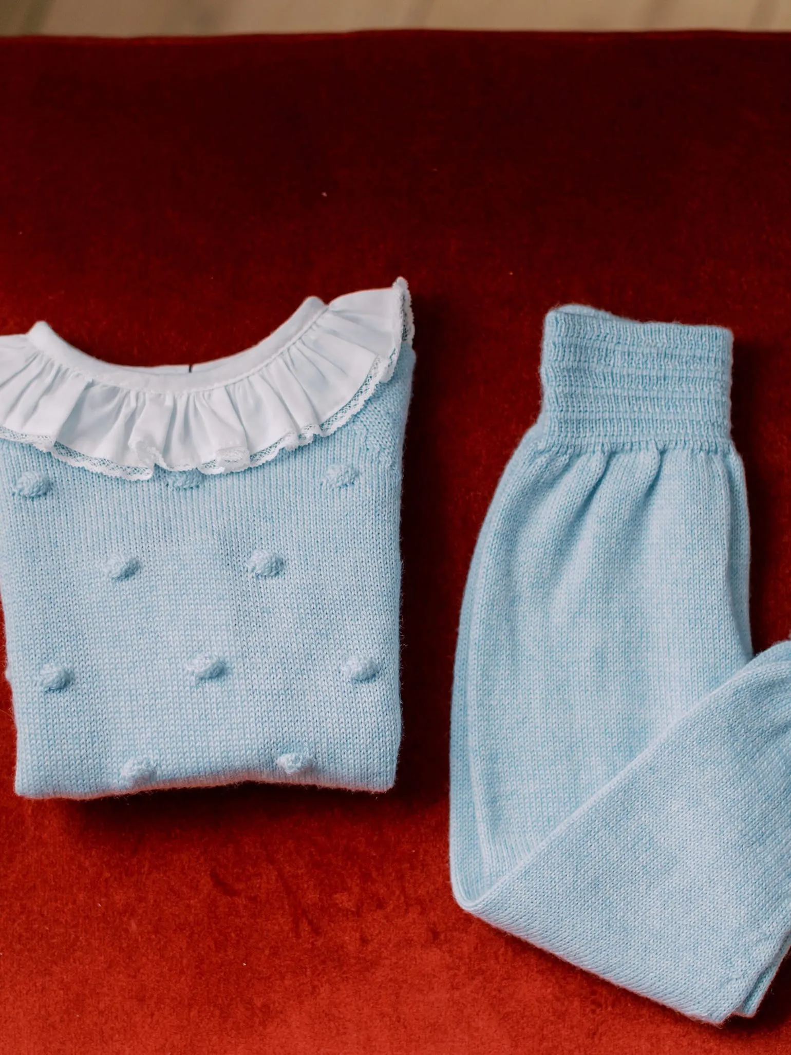 Light Blue Camelia Merino Baby Set