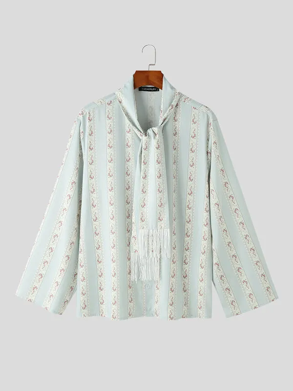 Mens Ditsy Floral Tie Fringe Detail Shirt SKUK29976