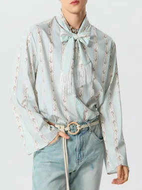 Mens Ditsy Floral Tie Fringe Detail Shirt SKUK29976