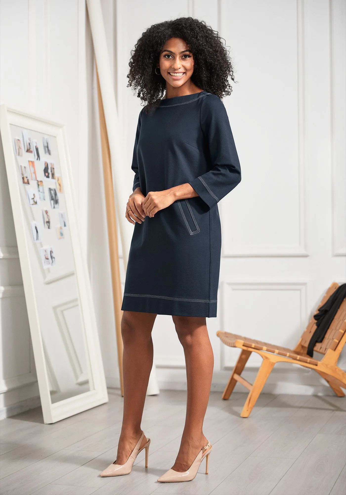 Modern Muse Shift Dress (Navy)