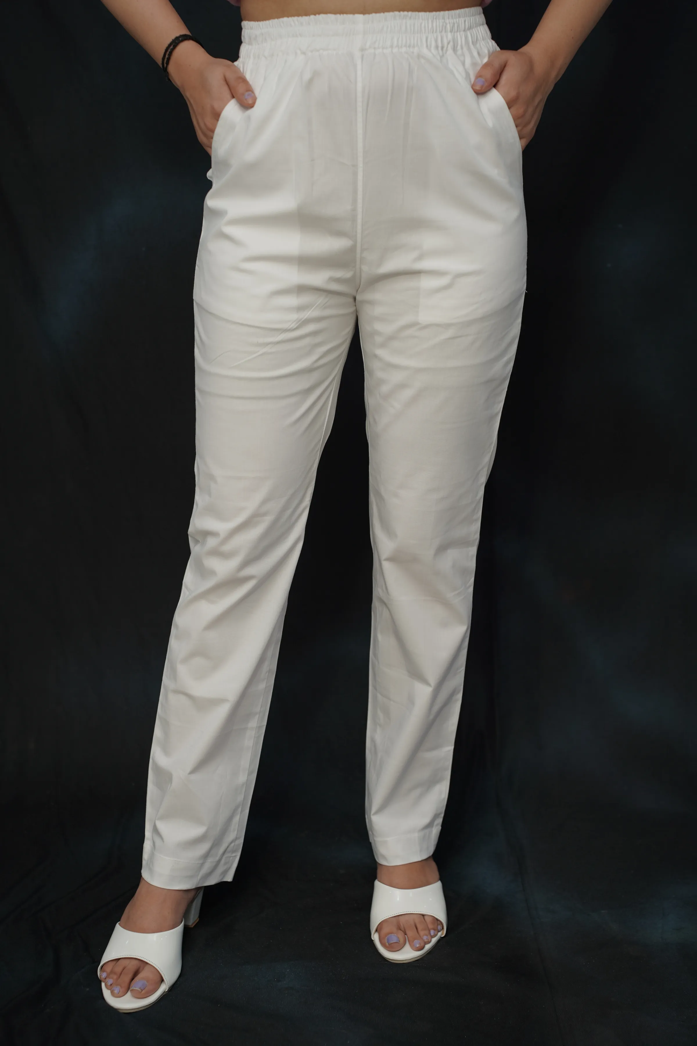 Off White Cotton Kurti Pant