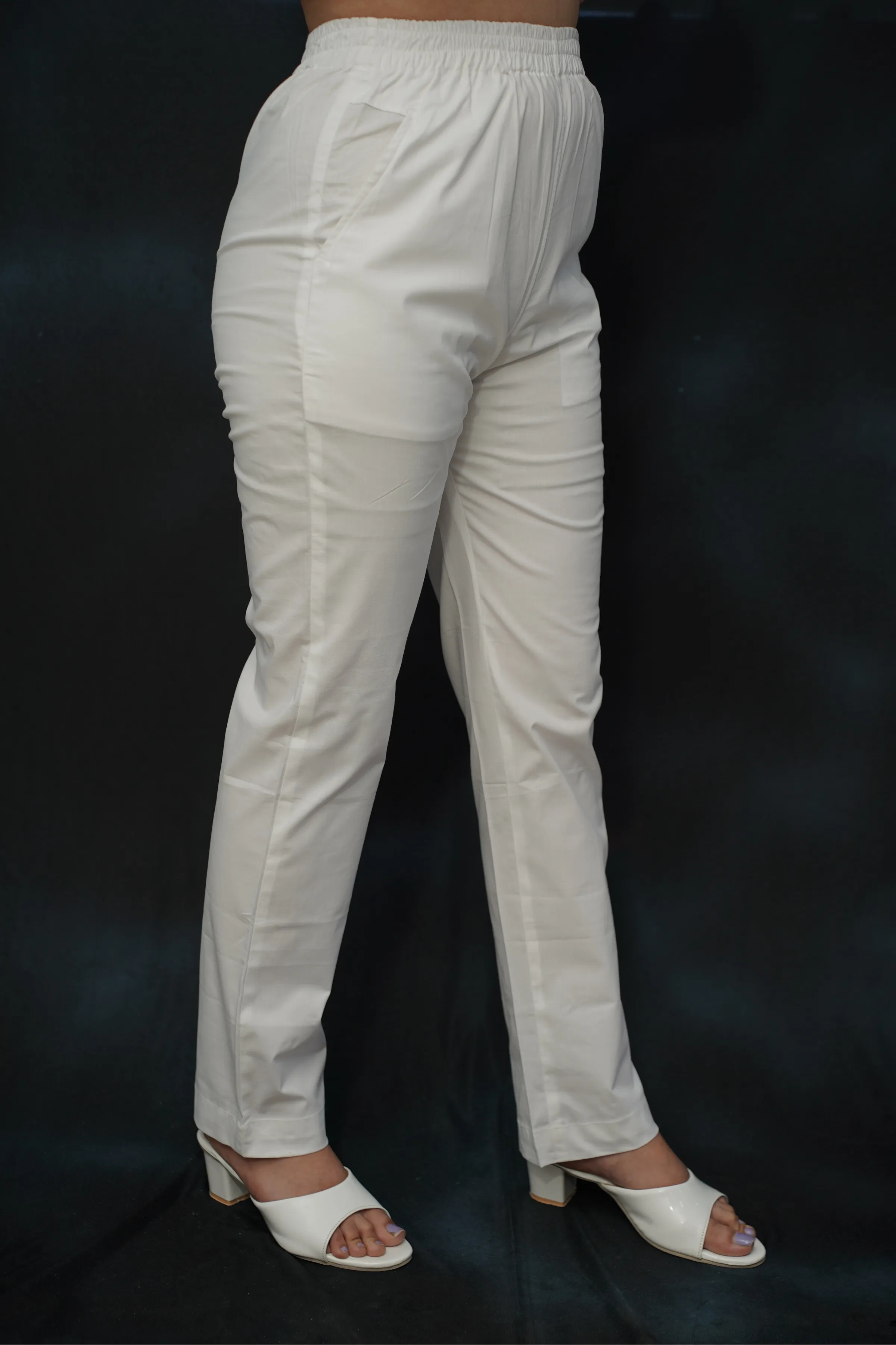 Off White Cotton Kurti Pant