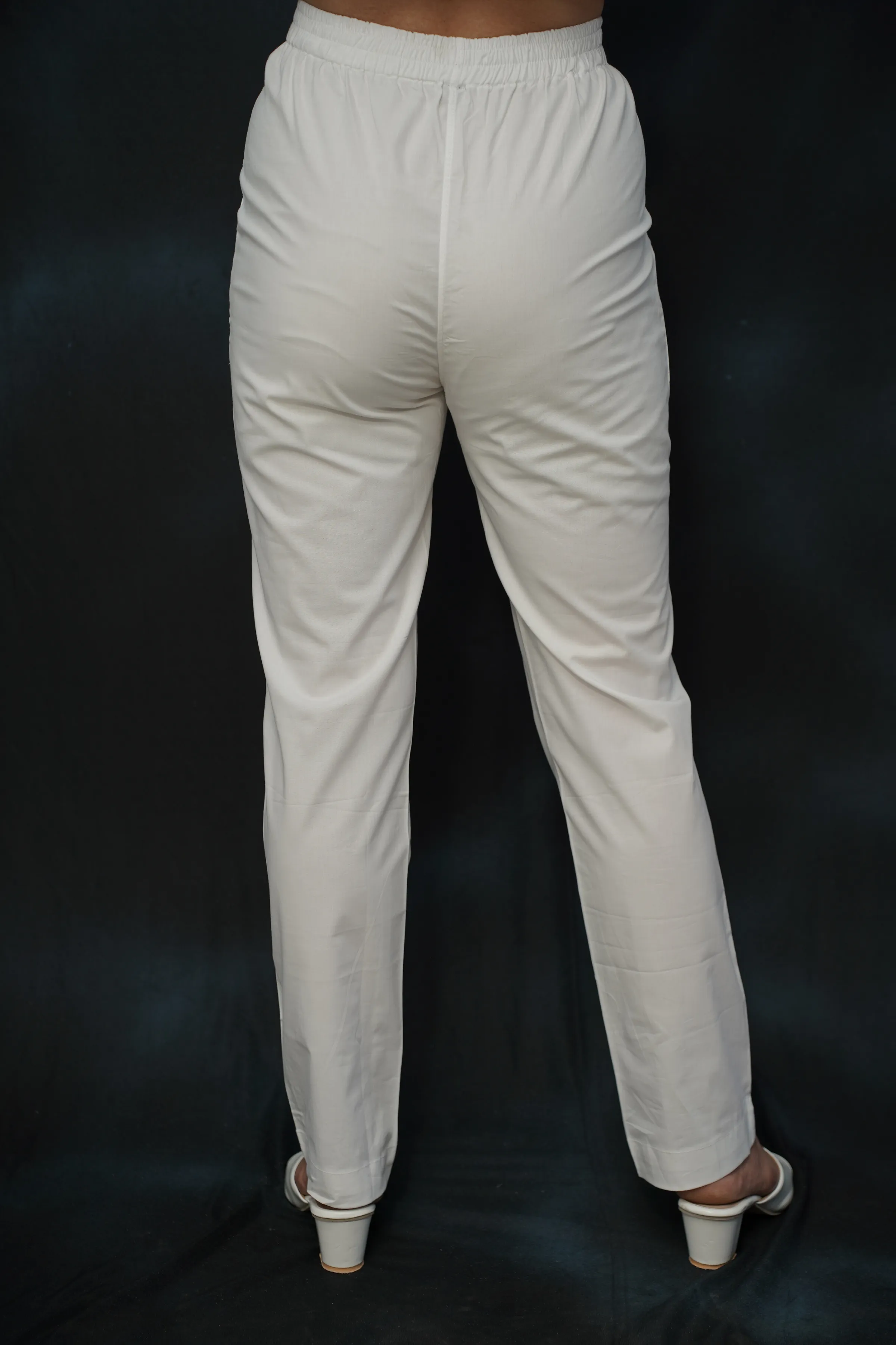 Off White Cotton Kurti Pant