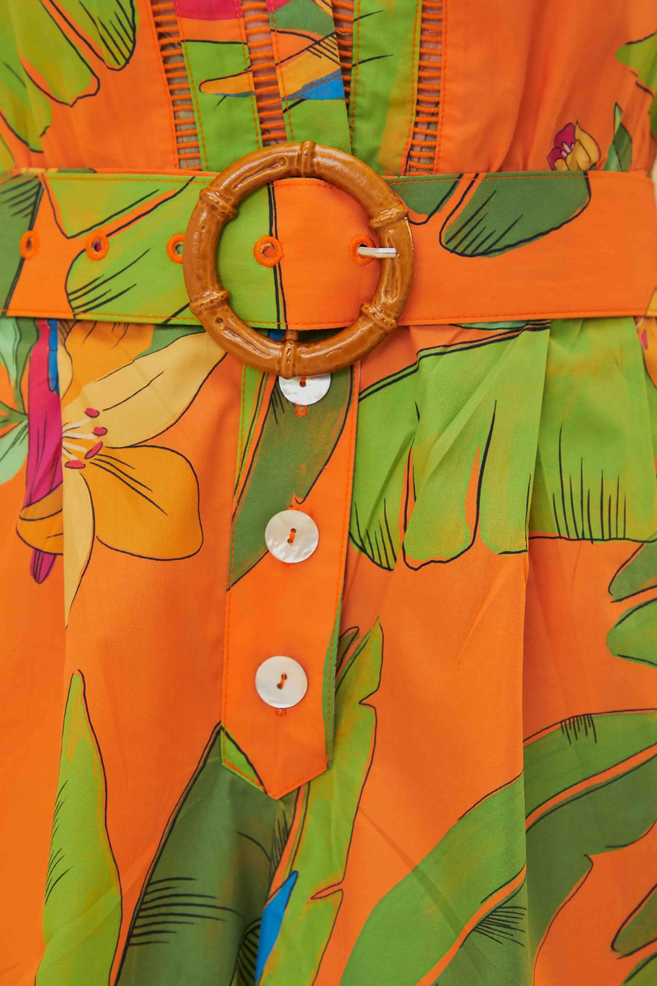 Orange Fresh Macaws Romper