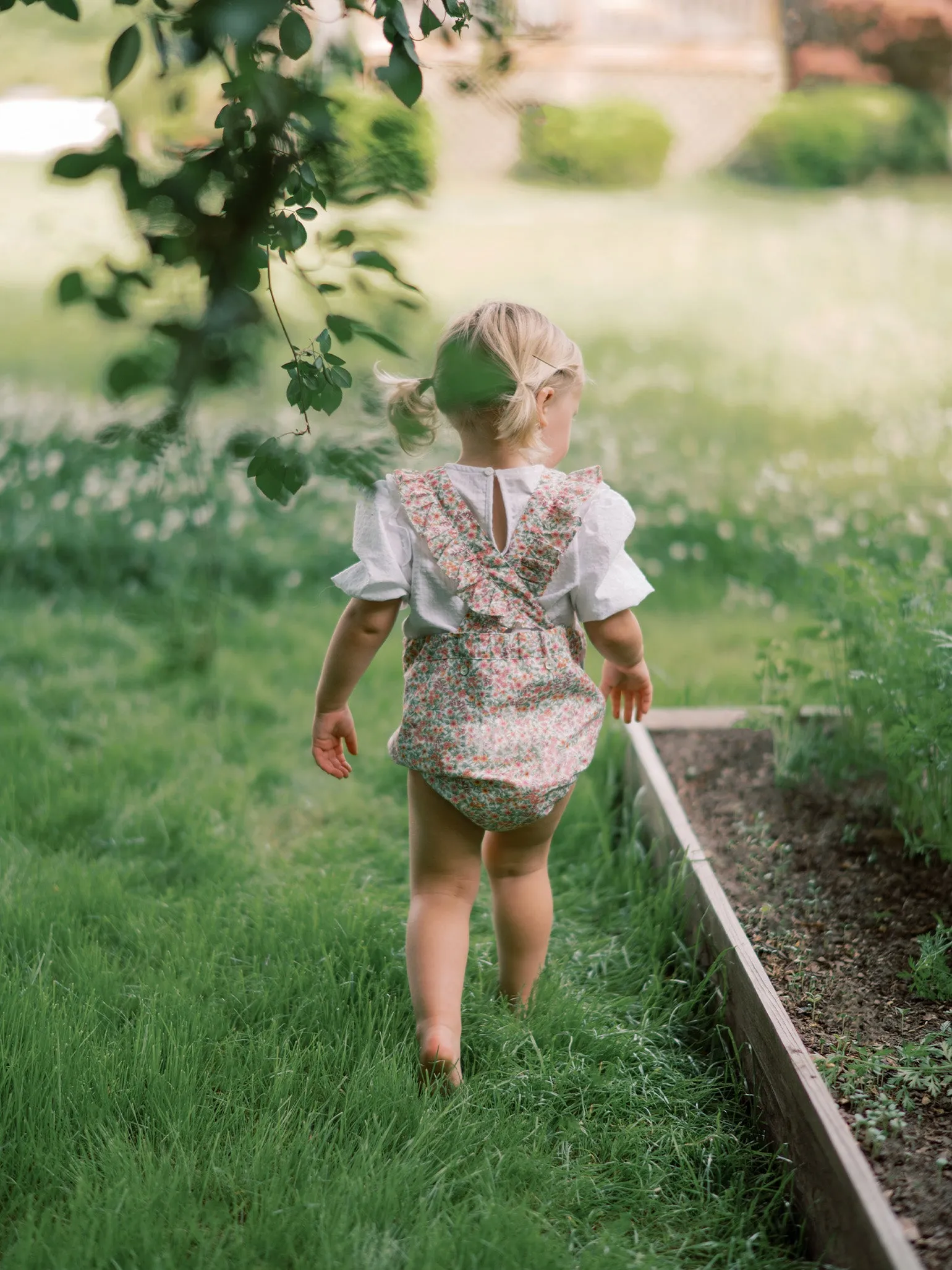 Pink Floral Rontina Baby Girl Romper Dungarees