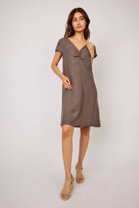 Pistache - Cap Sleeve Linen Dress - Taupe