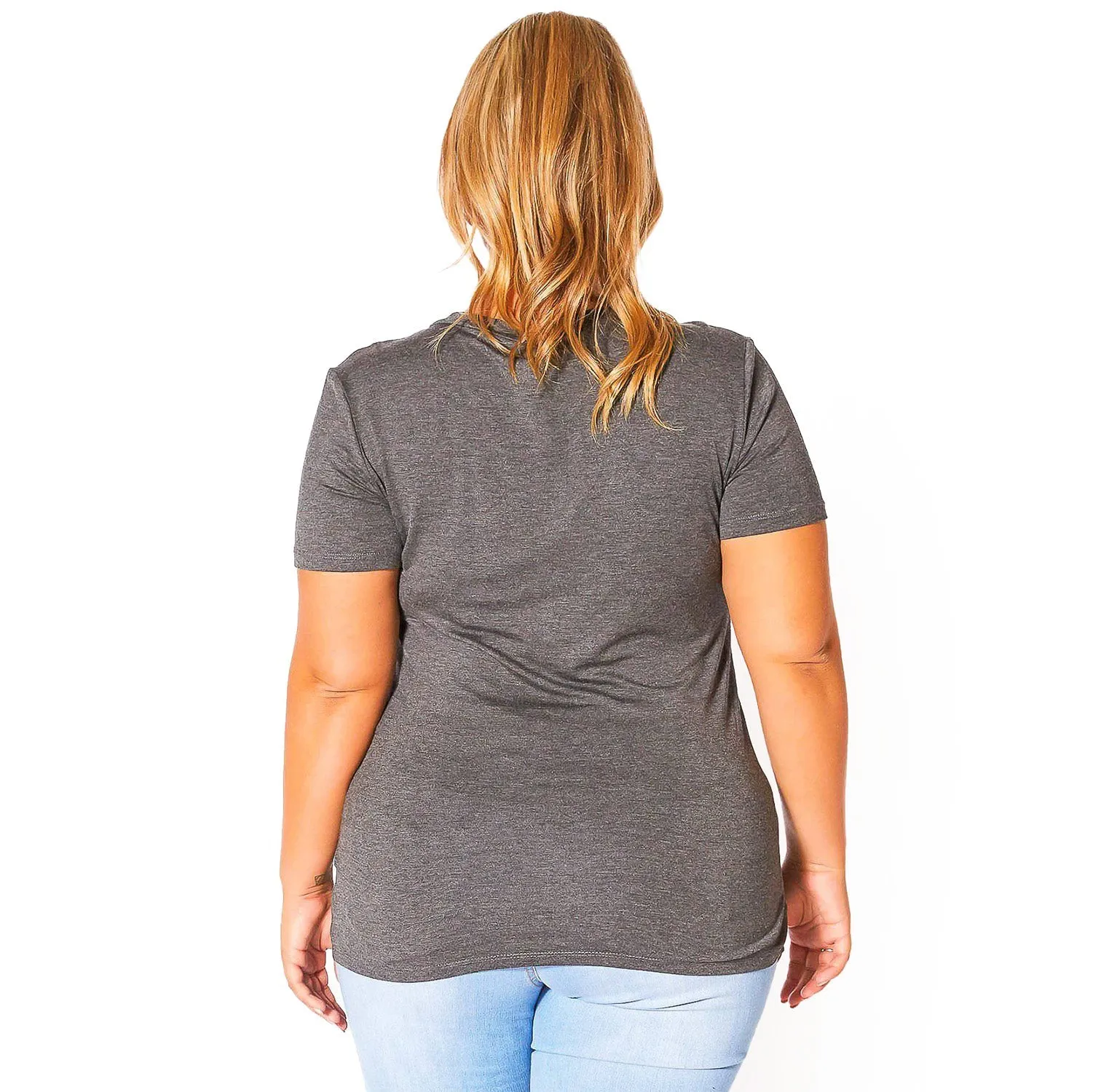 Plus Size V-neck Short Sleeve Basic Tee