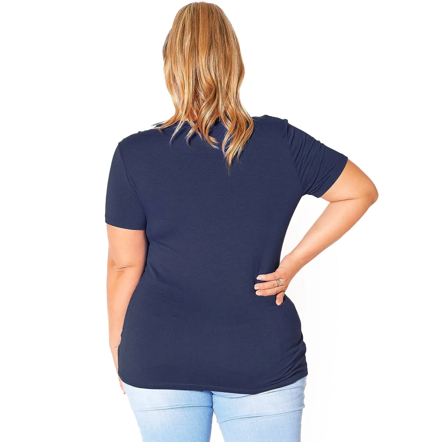 Plus Size V-neck Short Sleeve Basic Tee