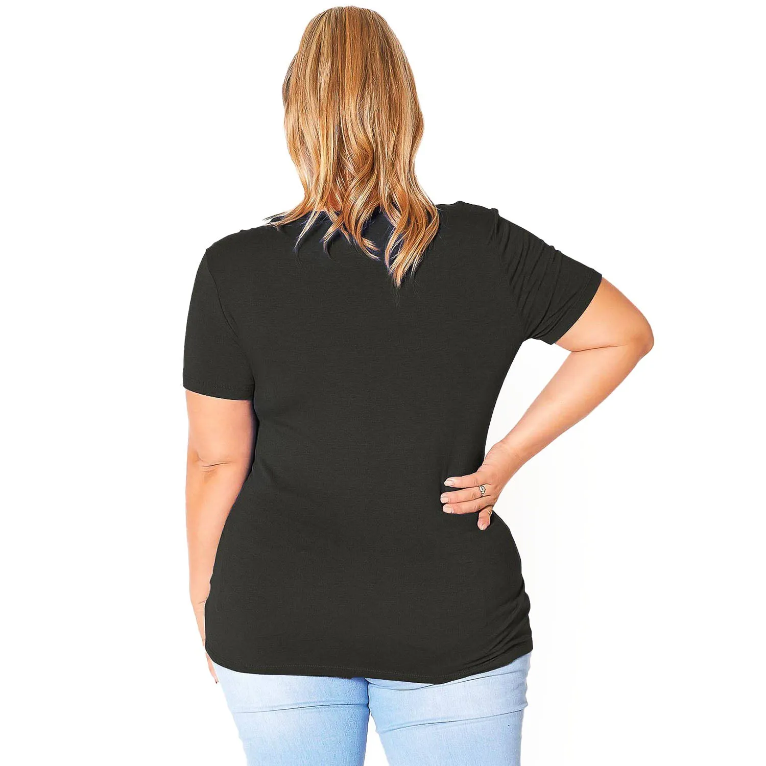 Plus Size V-neck Short Sleeve Basic Tee