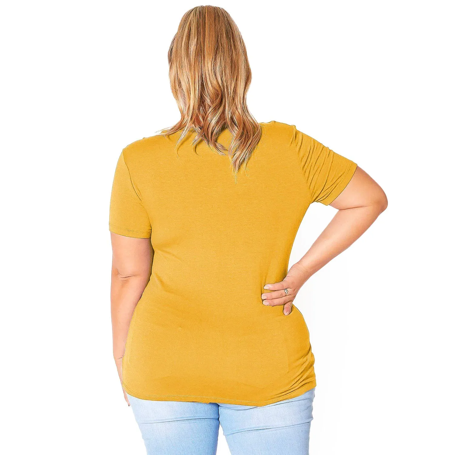 Plus Size V-neck Short Sleeve Basic Tee