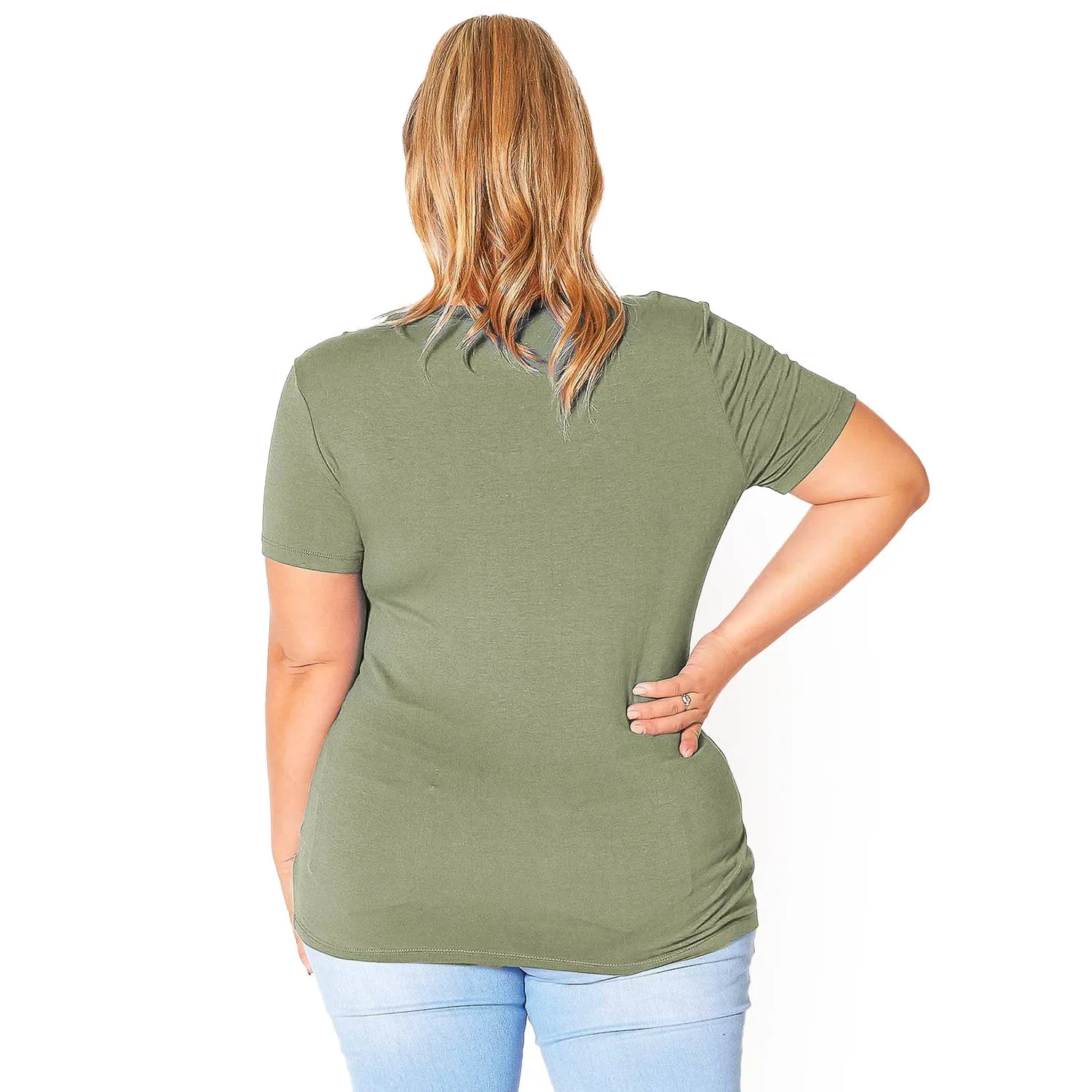 Plus Size V-neck Short Sleeve Basic Tee