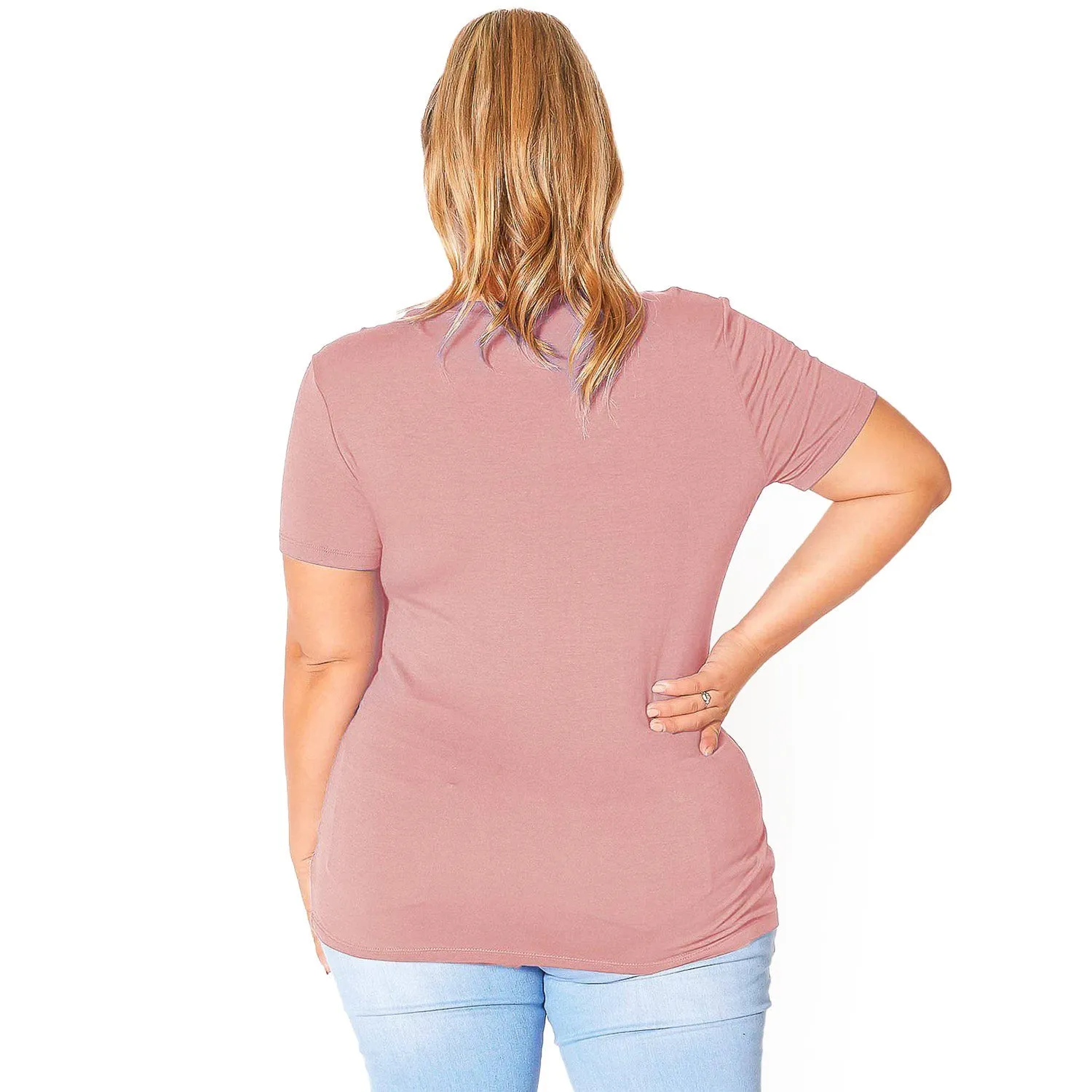 Plus Size V-neck Short Sleeve Basic Tee