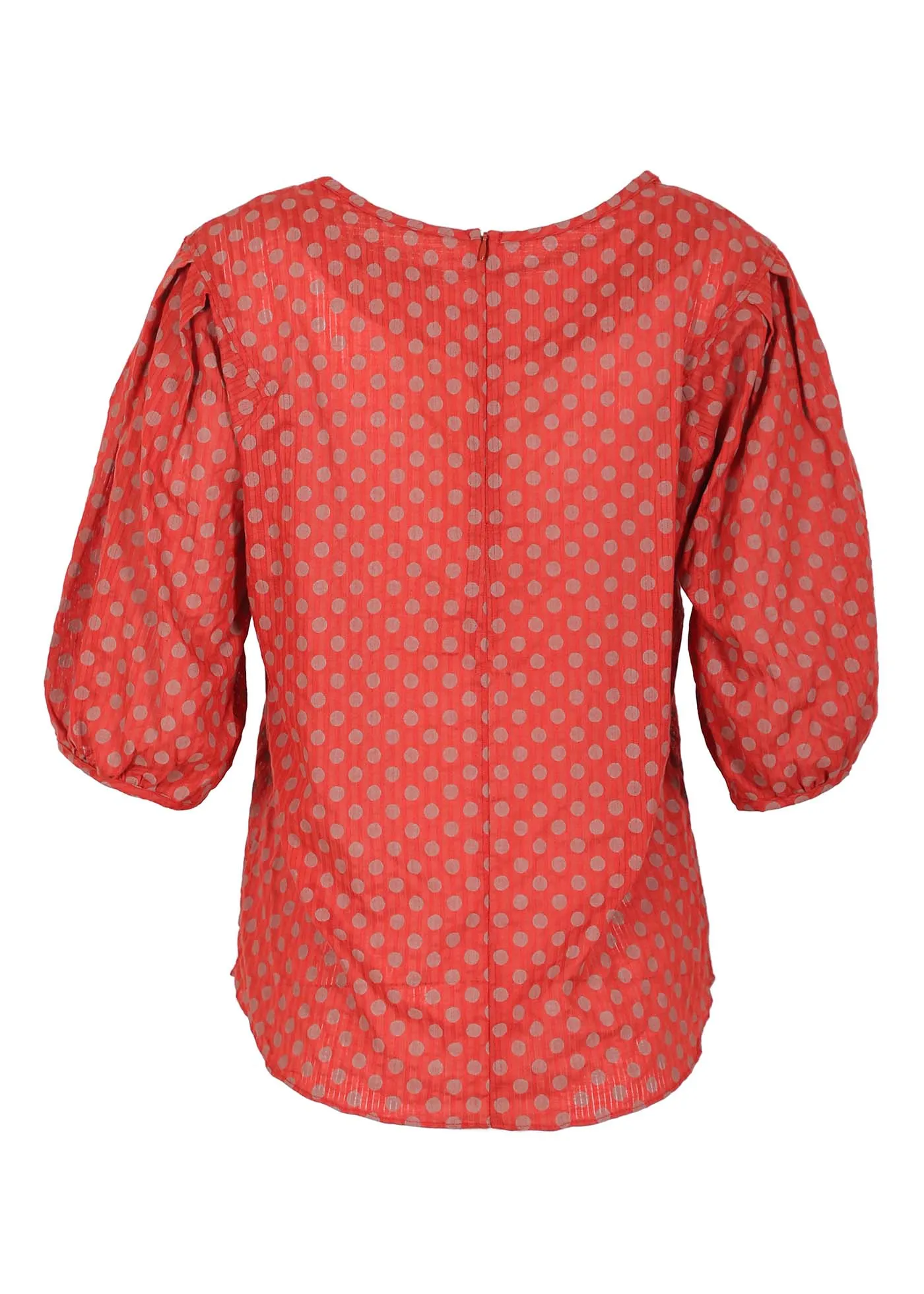 Polka Dot Blouse Orange in Seersucker