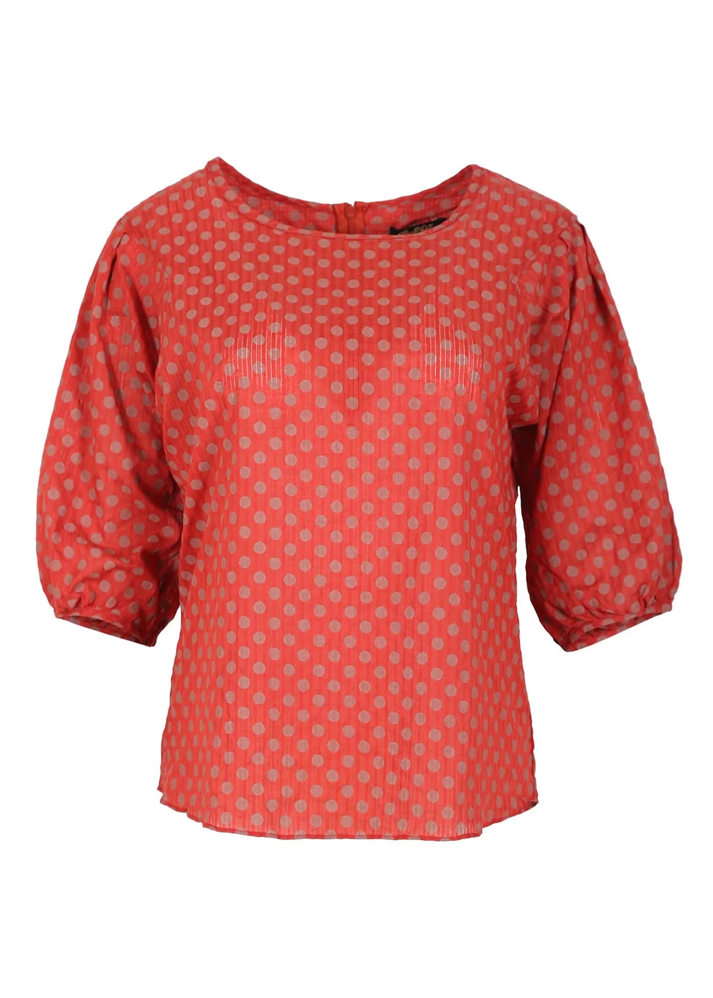 Polka Dot Blouse Orange in Seersucker