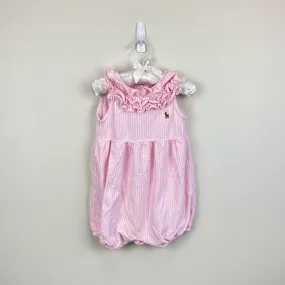 Ralph Lauren Ruffled Knit Bubble Shortall Pink 18 Months