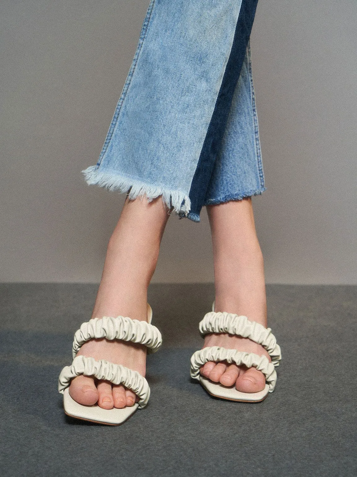 Ruched Strap Mules