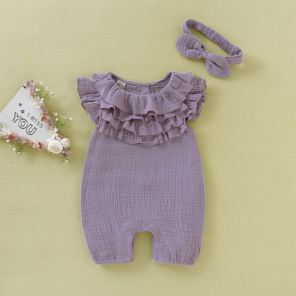 Ruffled Romper with headband u1