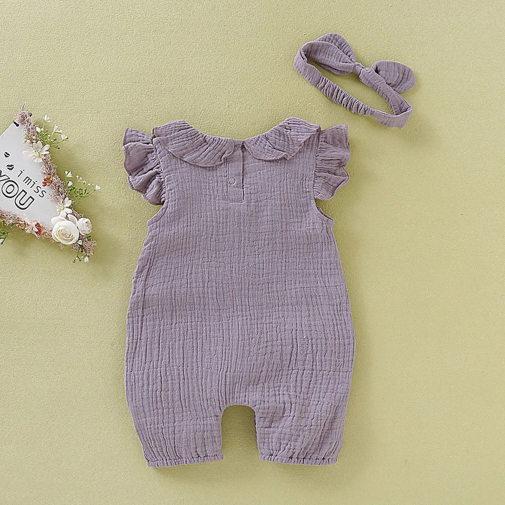 Ruffled Romper with headband u1