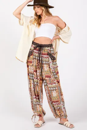 SAGE   FIG High-Rise Balloon Bohemian Print Pants - Online Exclusive