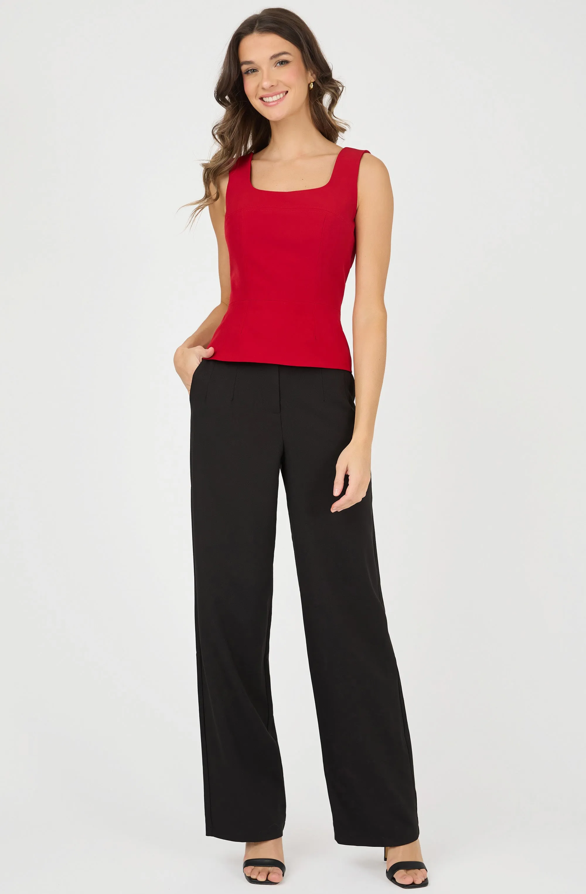 Sleeveless Peplum Top with Back Zipper