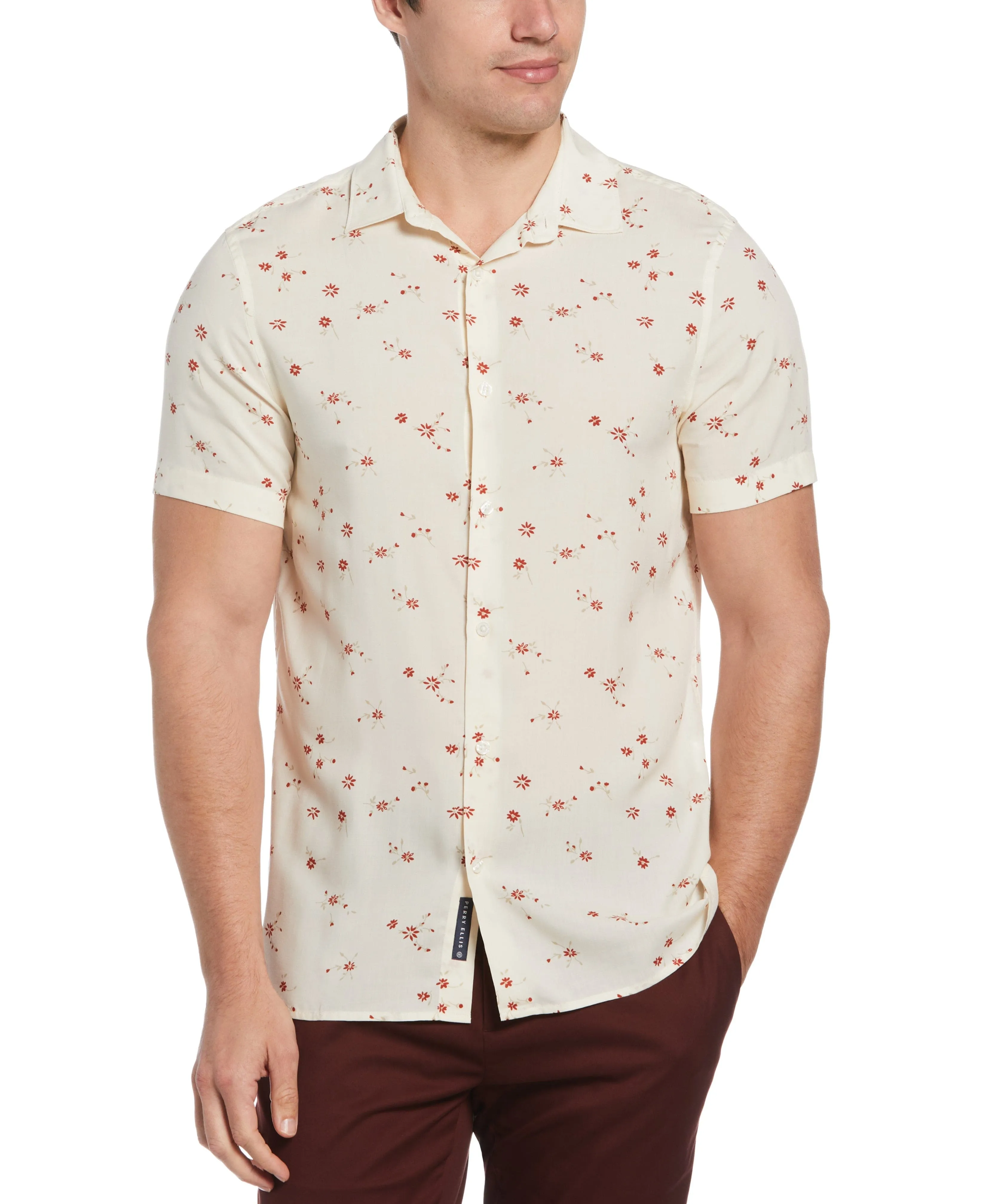 Slim Fit Ditsy Floral Print Soft Shirt