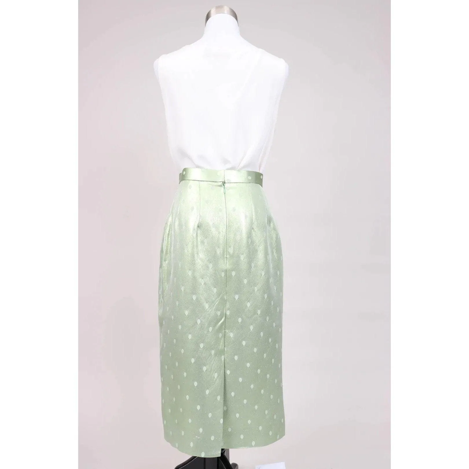 SUSAN BECKER 90's Green Silk Skirt | Size S