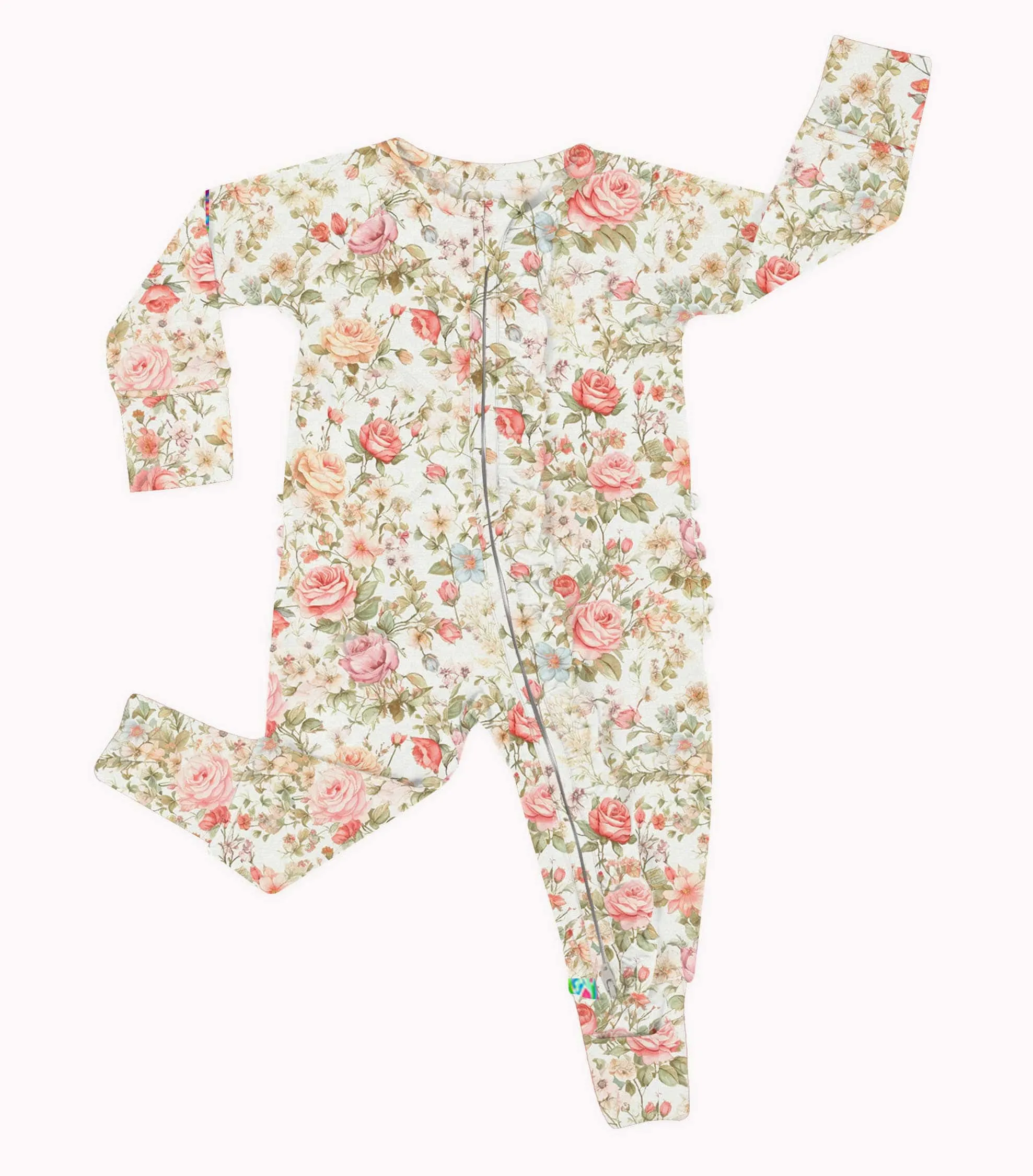 Sweet Summer Sweet Petals - Bamboo Ruffled Zippy Romper