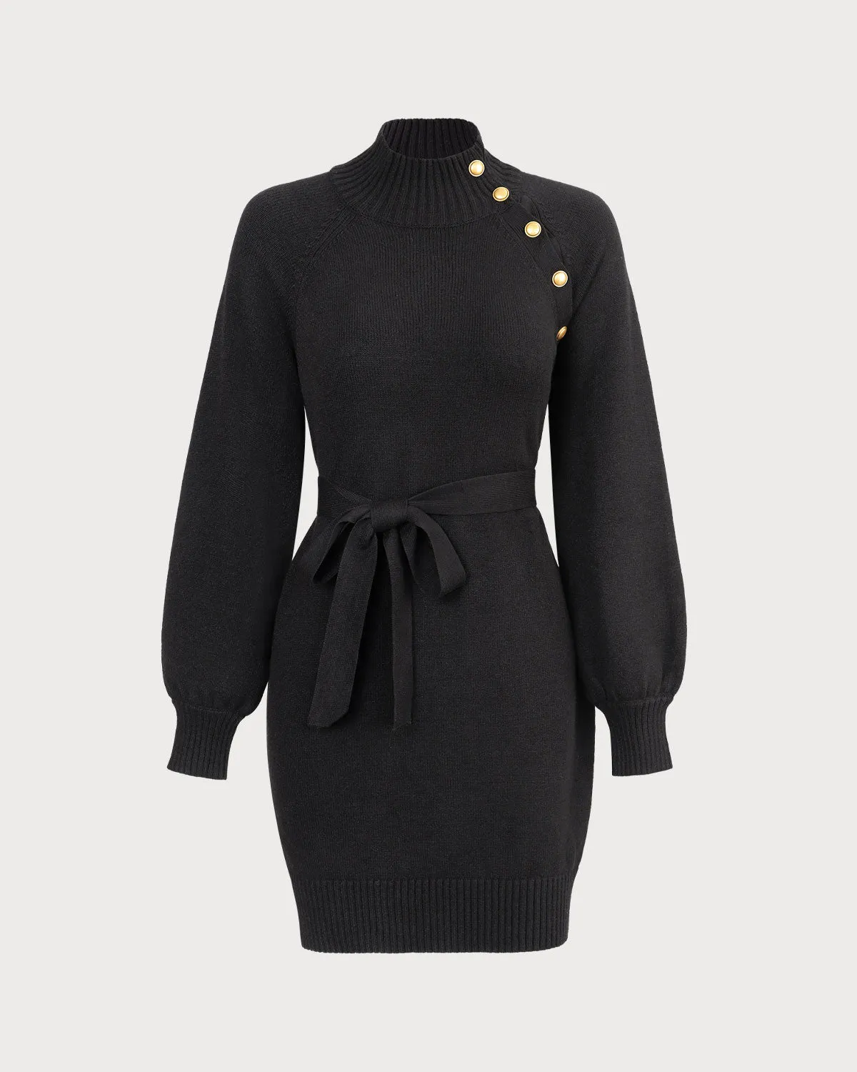 The Black Lantern Sleeve Sweater Mini Dress