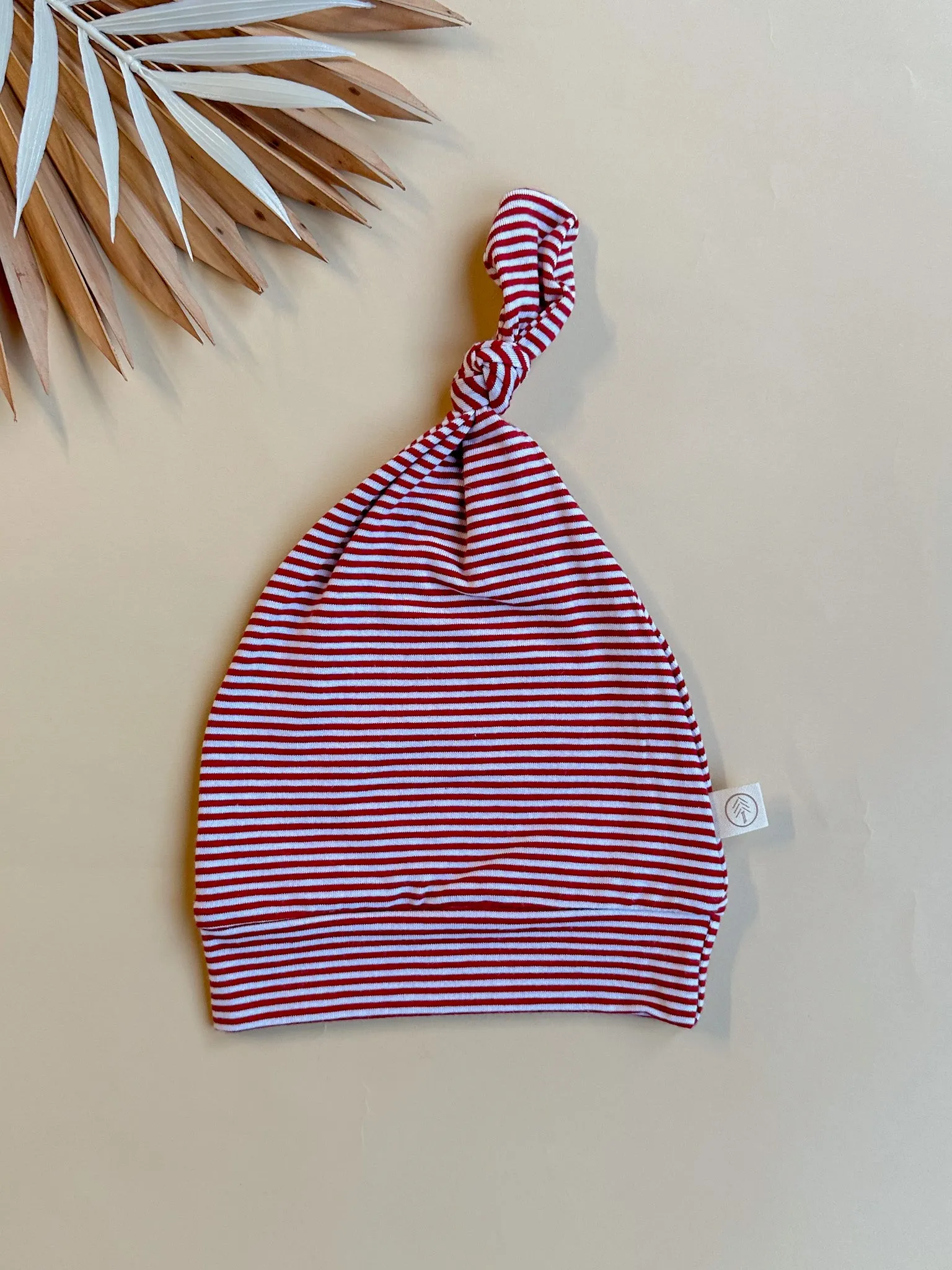 Top Knot Hat | Red Stripe | Bamboo Organic Cotton