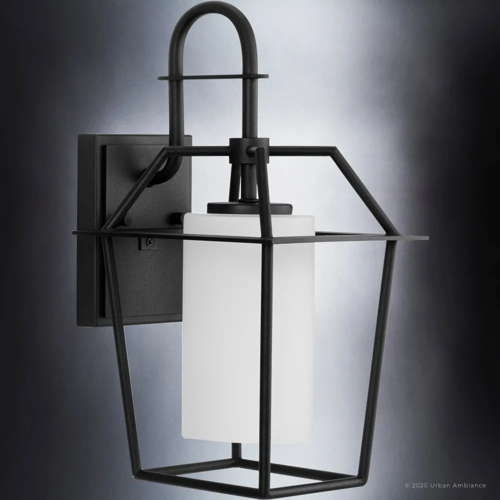 UHP1390 Minimalist Outdoor Wall Sconce 14.875''H x 7.5''W, Midnight Black Finish, Chandler Collection