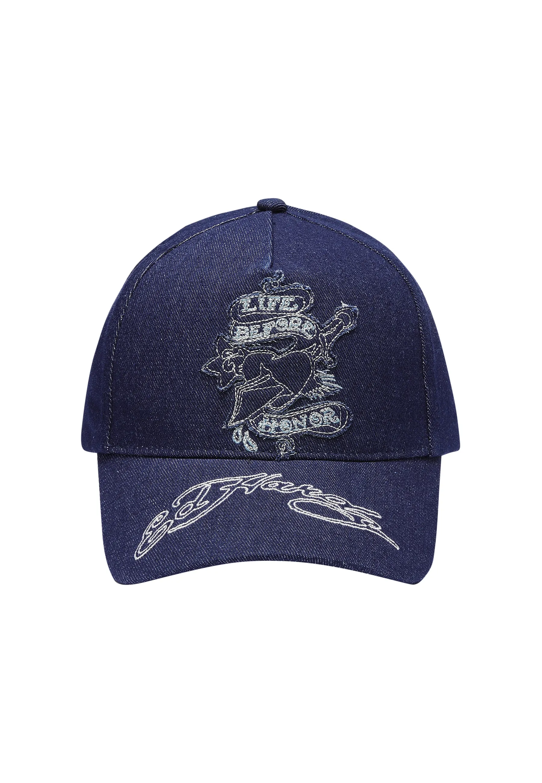 Unisex Life Before Honor Applique  Twill Front Mesh Trucker - Indigo