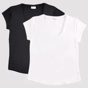 Women’s Bamboo Scoop Neck T-Shirt - 2 Pack Essential Range